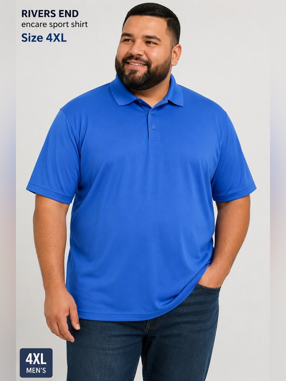 RIVERS END encare sport shirt mens casual polo/classic plus fashion size 4XL